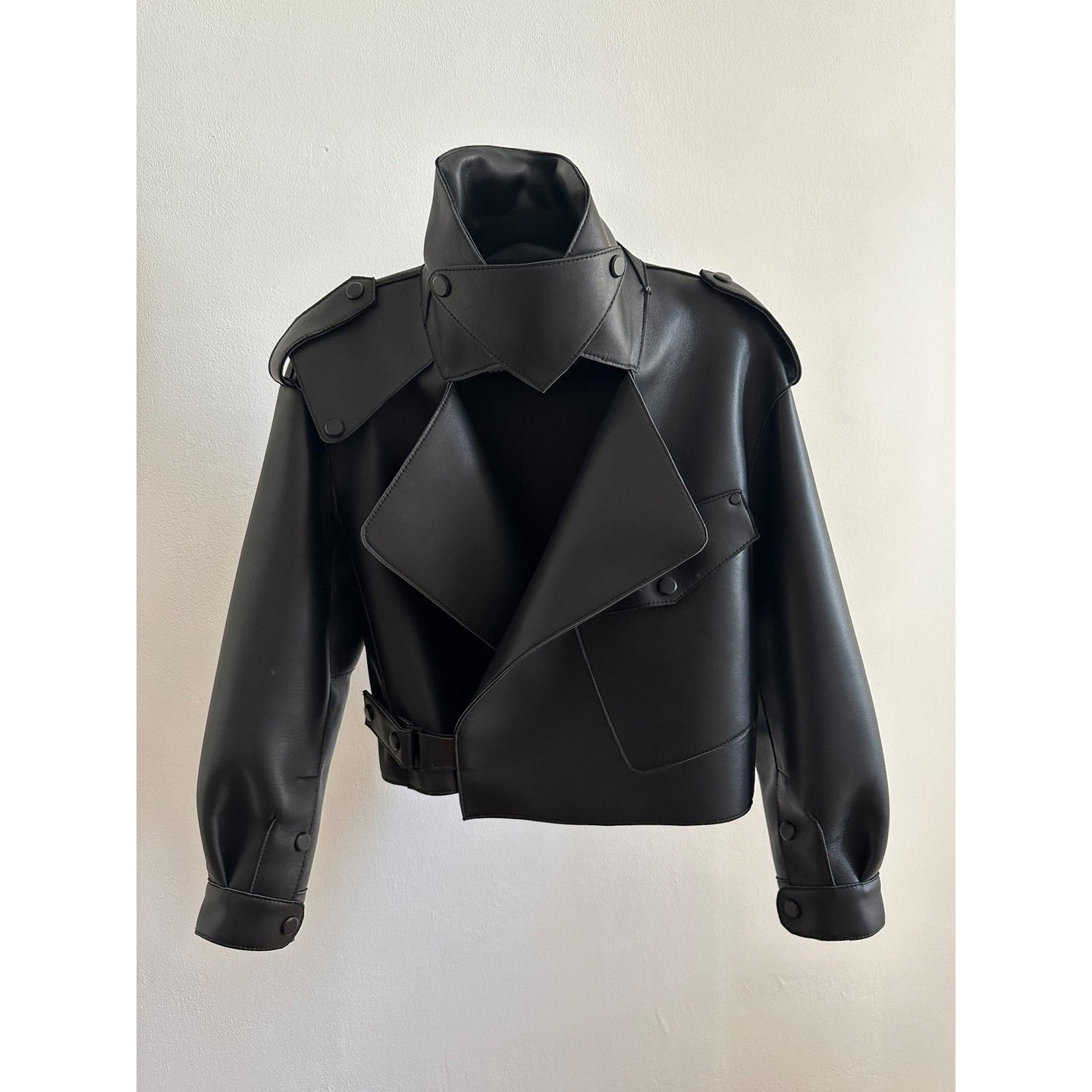 Jack| Oversized Leather Crop Jacket - Cielie